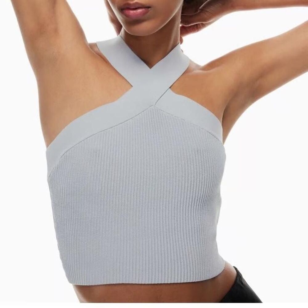 Aritzia Women's Blue and Grey Crop-top